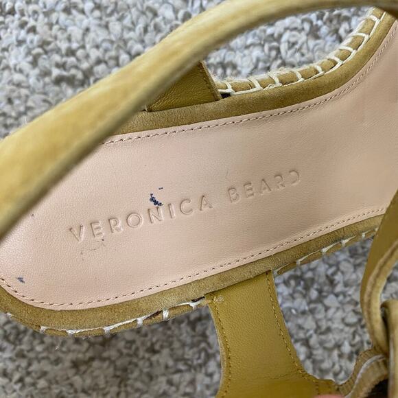 Veronica Beard Reema Wedges Size 10 Desert Yellow Espadrilles Sandals Leather - Picture 14 of 16